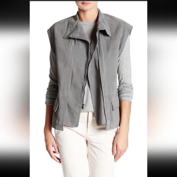 Vince, Cap Sleeve Nubuck Genuine Suede Leather Vest , Size Small - Picture 1 of 13